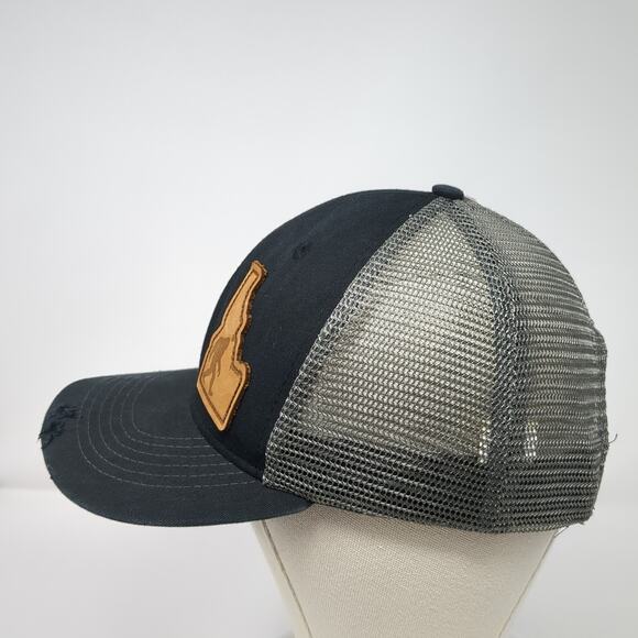 Idaho Bigfoot Leather Patched Snapback Trucker Hat Black OS Arcadian Outfitters - Picture 3 of 9